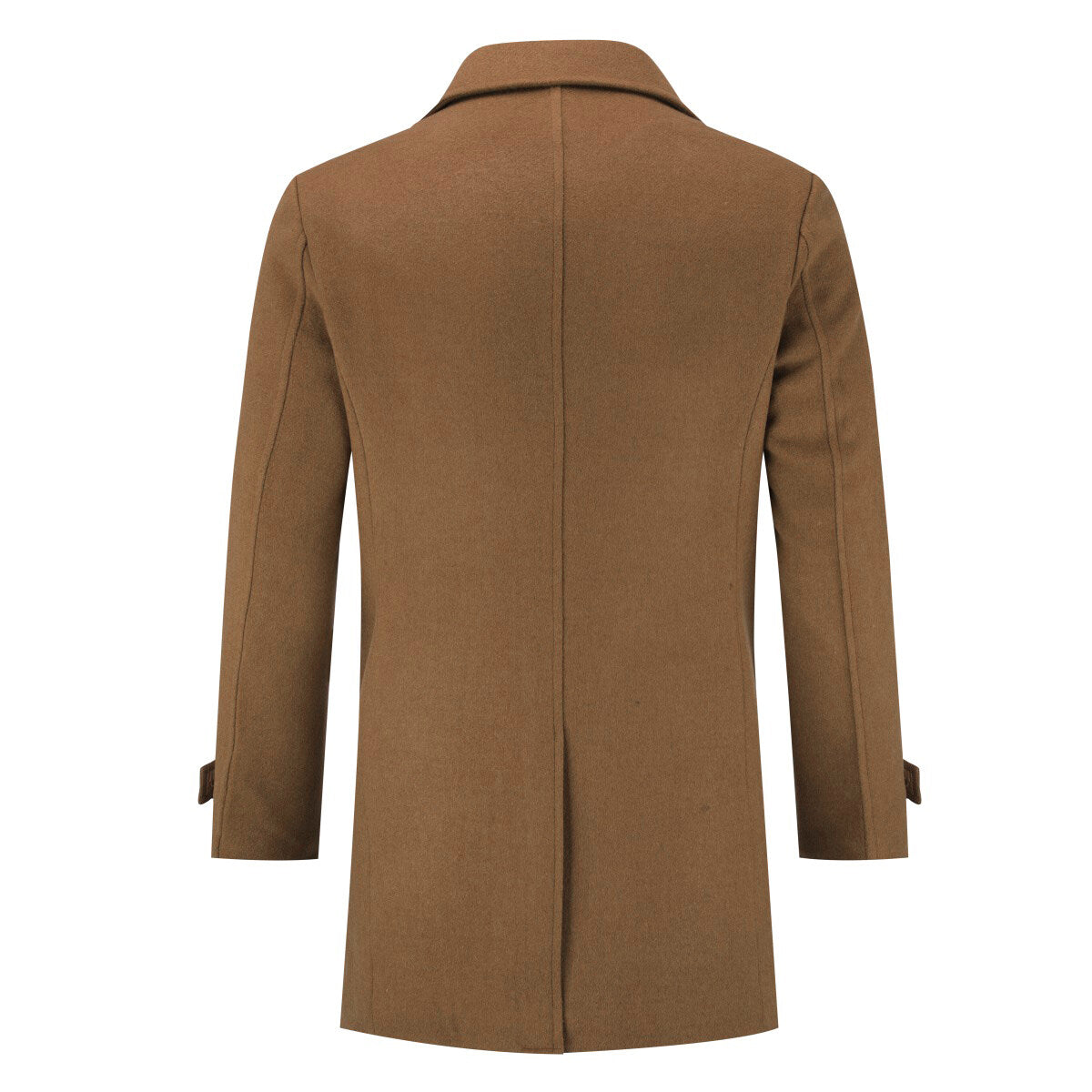 YFFUSHI Mens Double Breasted Wool Coat Solid Color Casual Lapel Jacket