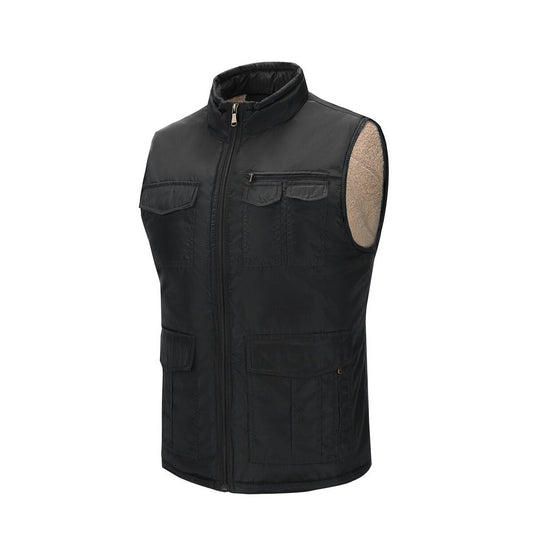 YFFUSHI Mens Fleece Vest Casual Loose Multi Pocket Padded Vest