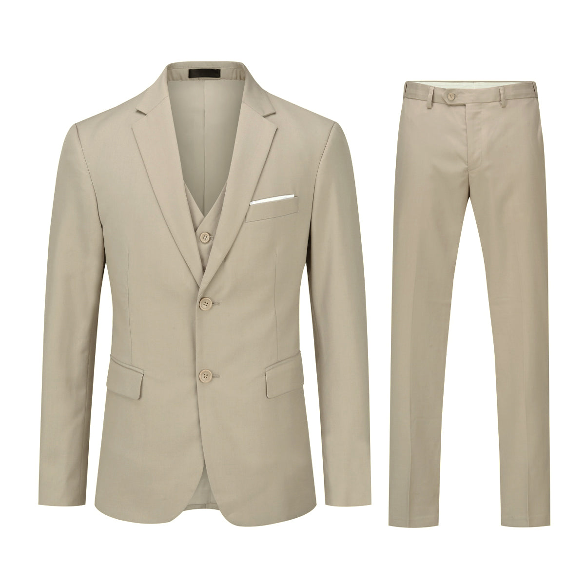 Cloudstyle Men's 3-Piece 2 Buttons Slim Fit Solid Color Jacket Smart Wedding Formal Suit