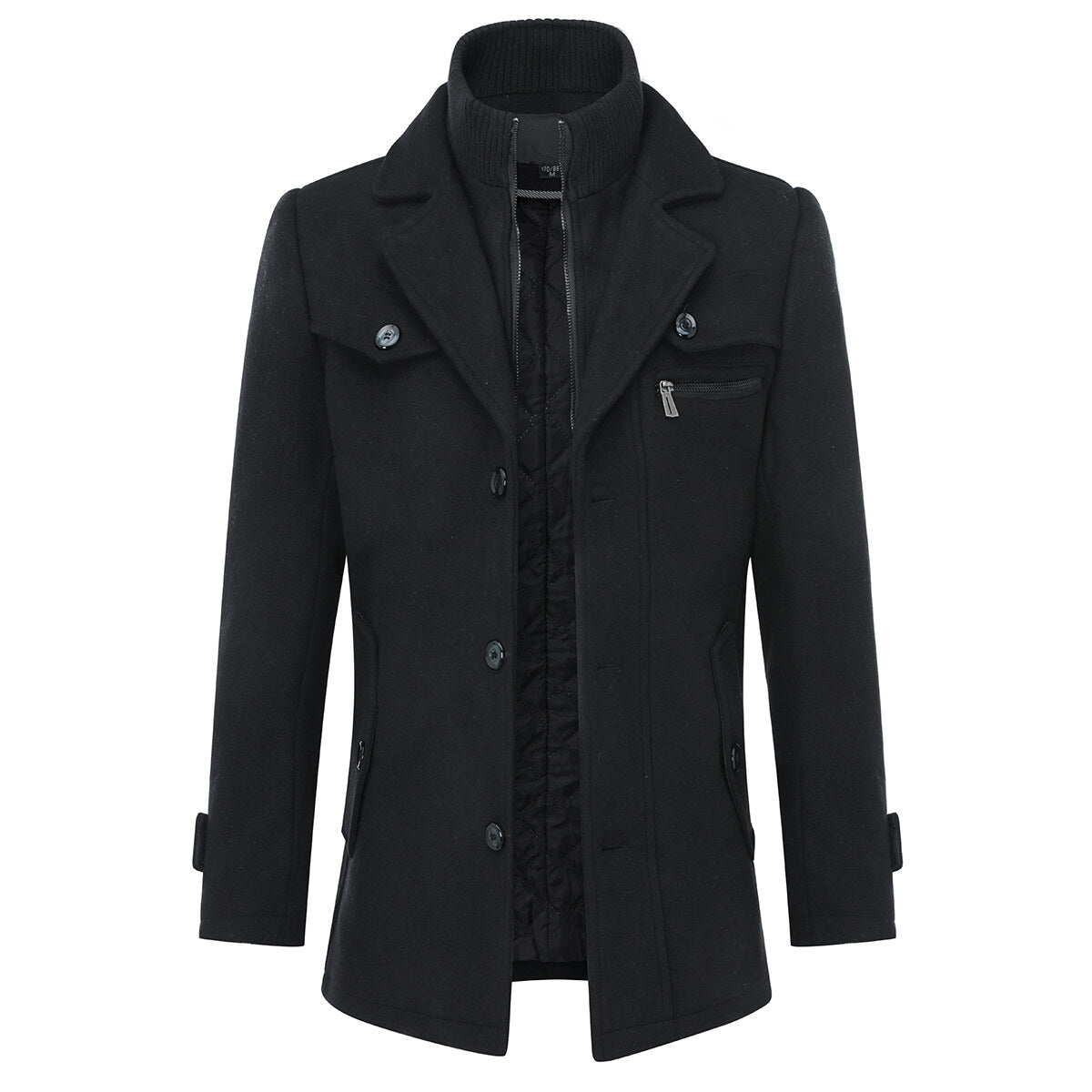 YFFUSHI Mens Thick Wool Coat Casual Double Collar Windbreaker Jacket