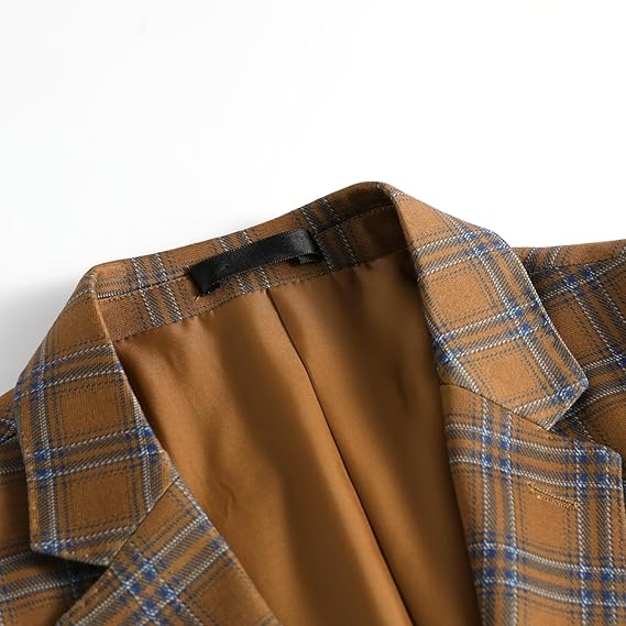 Cloudstyle Mens 2 PCS Plaid Suits Slim Formal Suit Checkered Holiday Blazer Jacket Pants