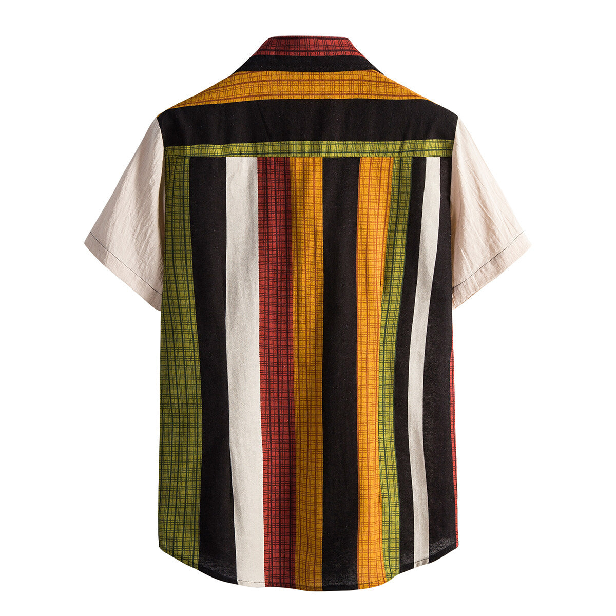 YFFUSHI Mens Striped Cotton Short Sleeve Shirts