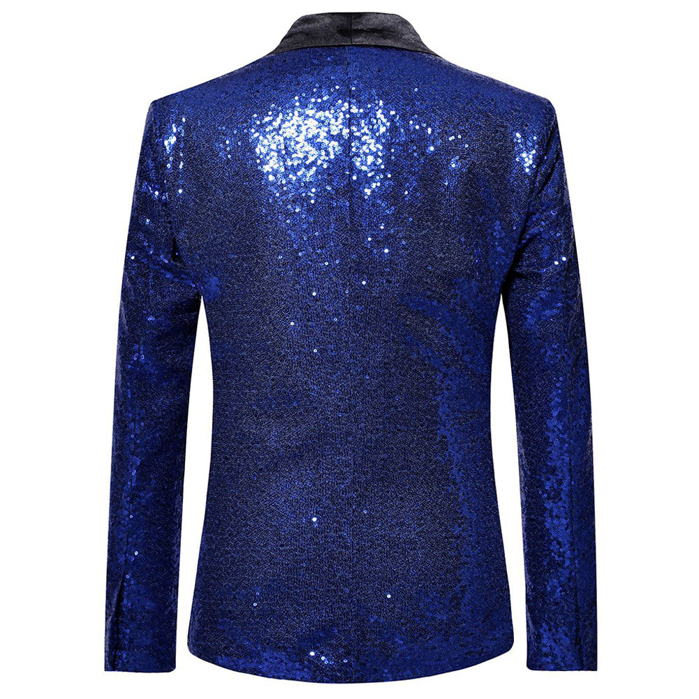 YOUTHUP Mens Shiny Sequin Wedding Suit Blazer