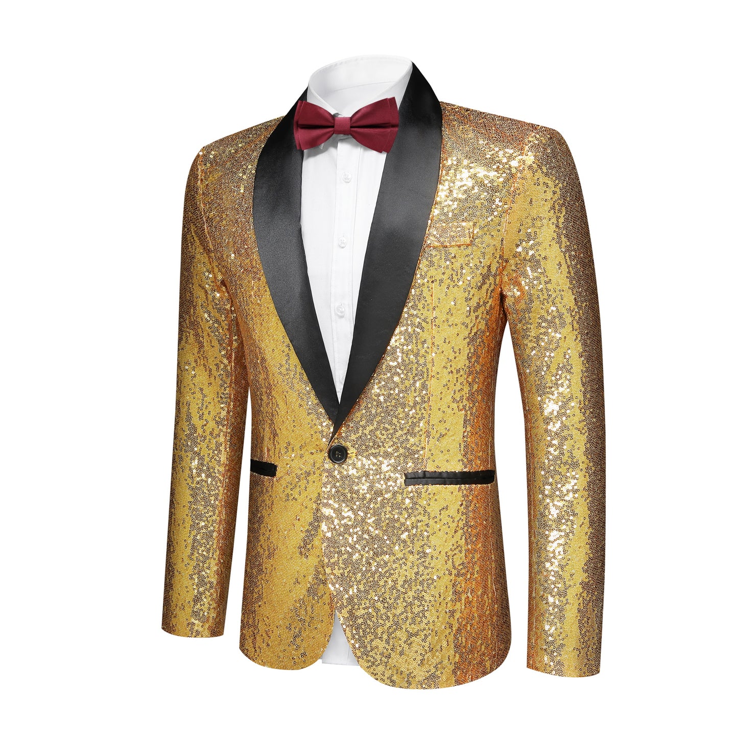 YOUTHUP Mens Shiny Sequin Wedding Suit Blazer
