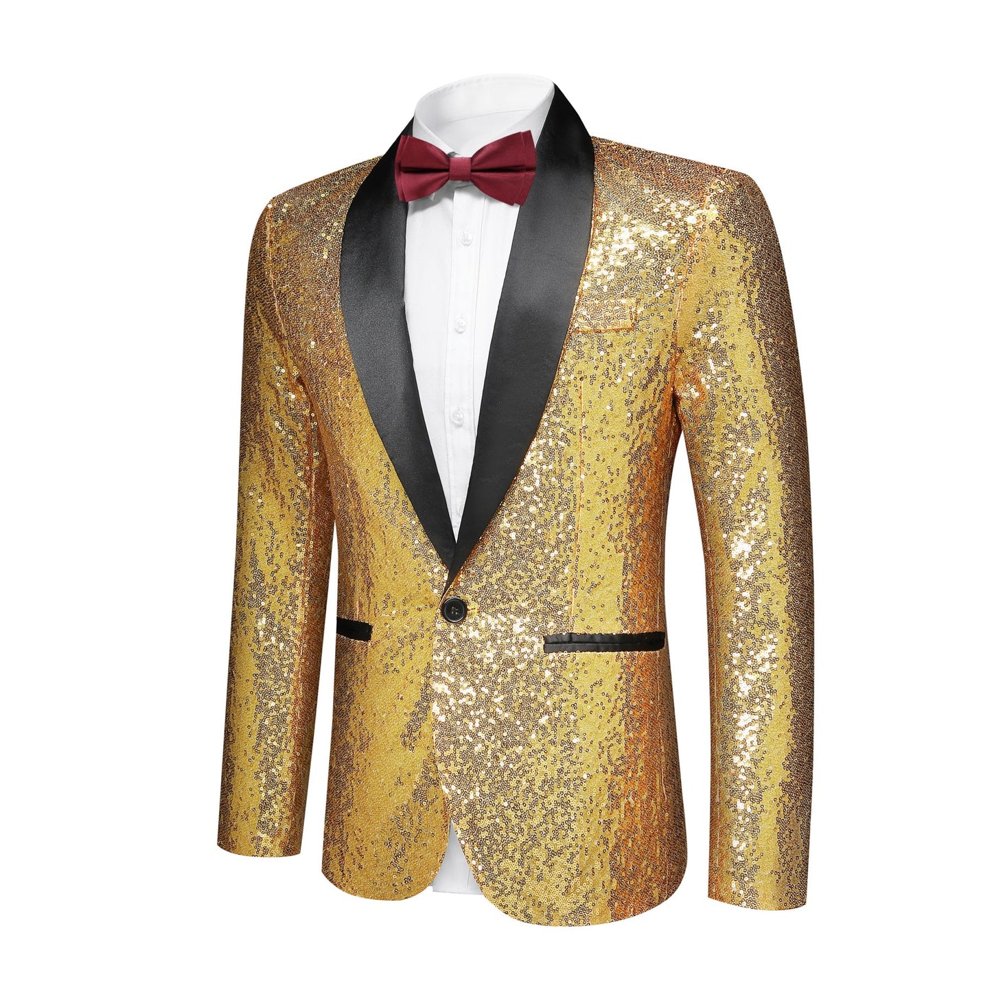 YFFUSHI Mens Shiny Sequin Wedding Suit Blazer
