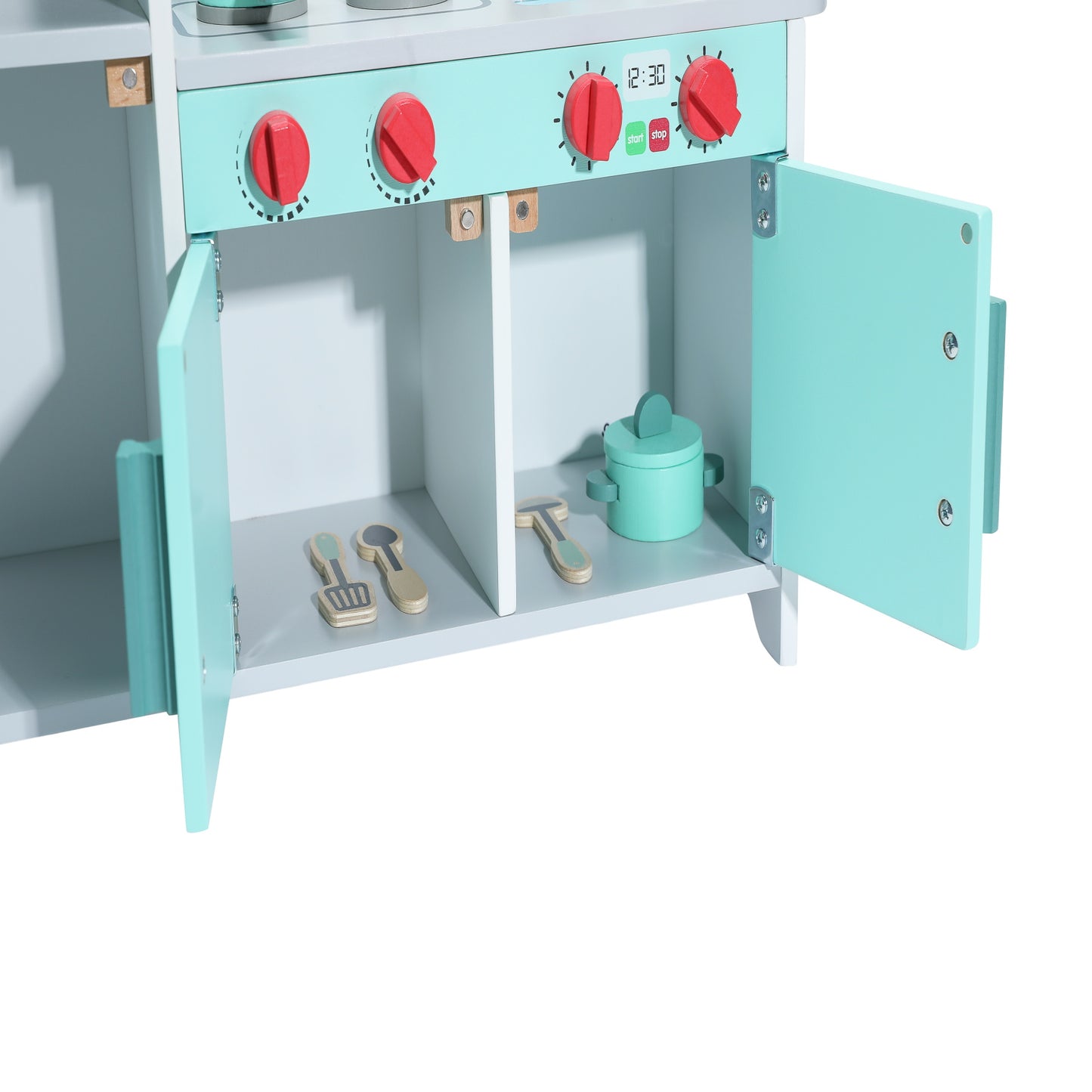 Brinquedo de madeira Cozinha verde Conjunto de cozinha de canto infantil HOMEMIYN