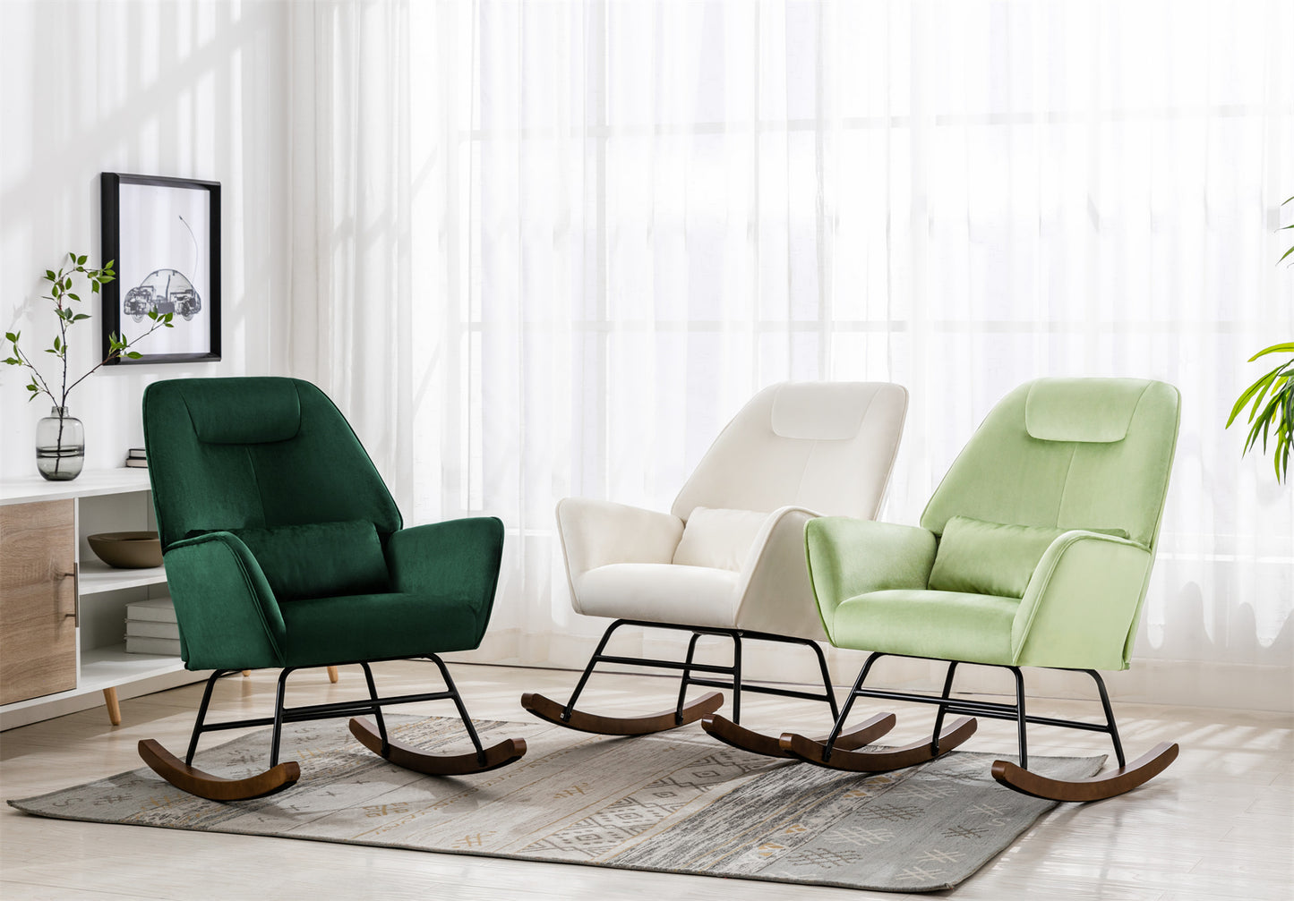 Poltrona de Amamentação HomeMiYN com Apoio Lombar (46x43x86cm - Camurça - verde escuro)