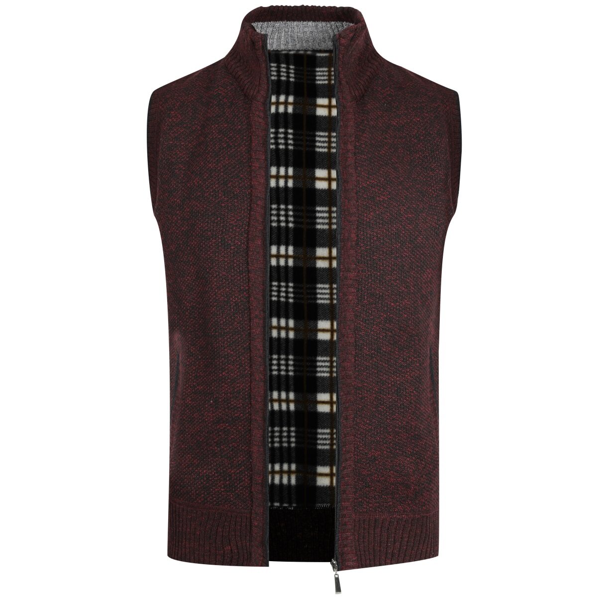 YFFUSHI Mens Knitted Gilet Fleece Lining Quilted Cardigan