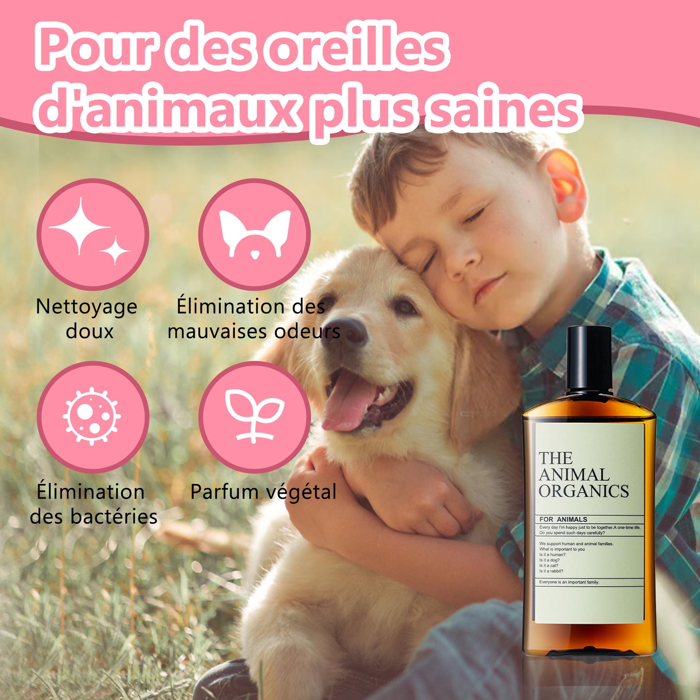 Soins THE ANIMAL ORGANICS Gouttes pour les oreilles de chien Fabriquées au Japon 100 ml