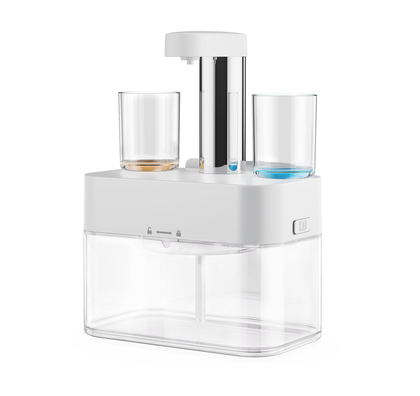 Distributeur Automatique de Bain de Bouche 550 ml avec 2 Tasses Magnétiques - Distributeur Murale Étanche à Niveaux de Dosage Réglables - Accessoire de Salle de Bain Blanc