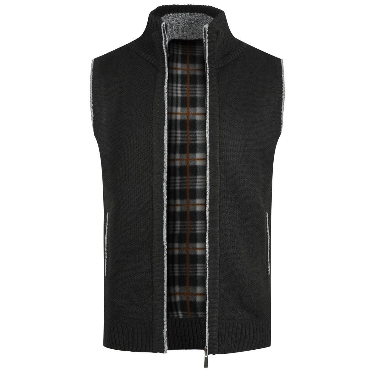 YOUTHUP Mens Knitted Gilet Fleece Lining Quilted Cardigan