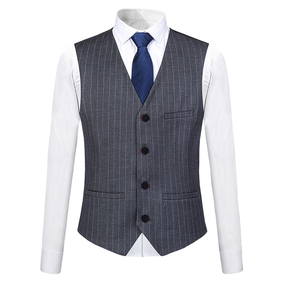 YFFUSHI Mens 3 Piece Suit Slim Fit Pinstripe Formal Suits Notch Lapel Dress Blazer Waistcoat Trousers