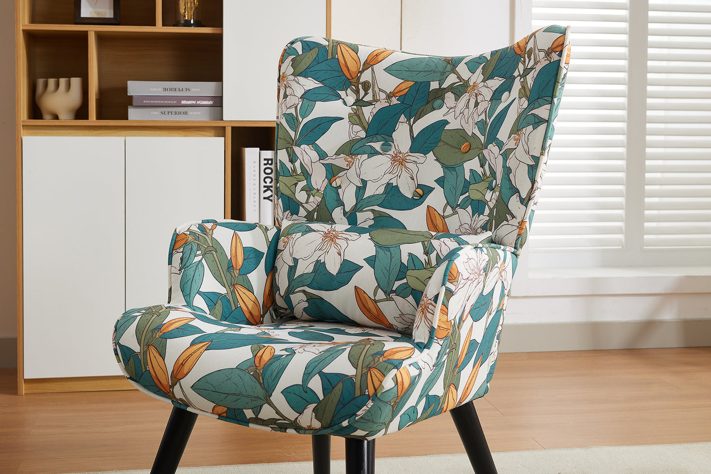 Fauteuil HomeMiYN avec Coussin et Tabouret - Chaise d'Angle Rustique pour le Salon
