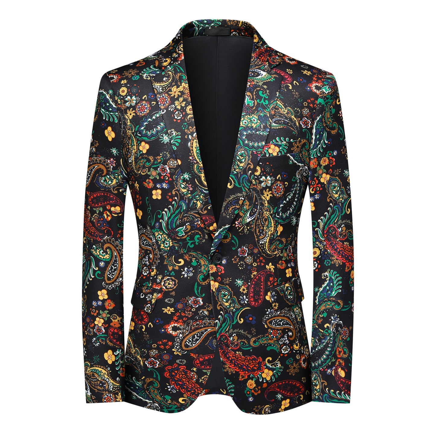 Cloudstyle Mens 2 Piece Print Suit Floral Party Dress Jacket Slim 2 Button Blazer Pants