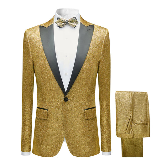 Mens 2 Piece Shiny Business Suit Party Blazer and Pants