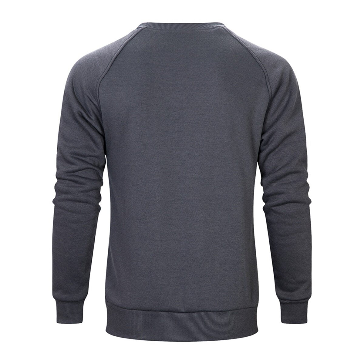 YFFUSHI Mens Fleece Sweater Round Neck Solid Color Casual Pullover Dark