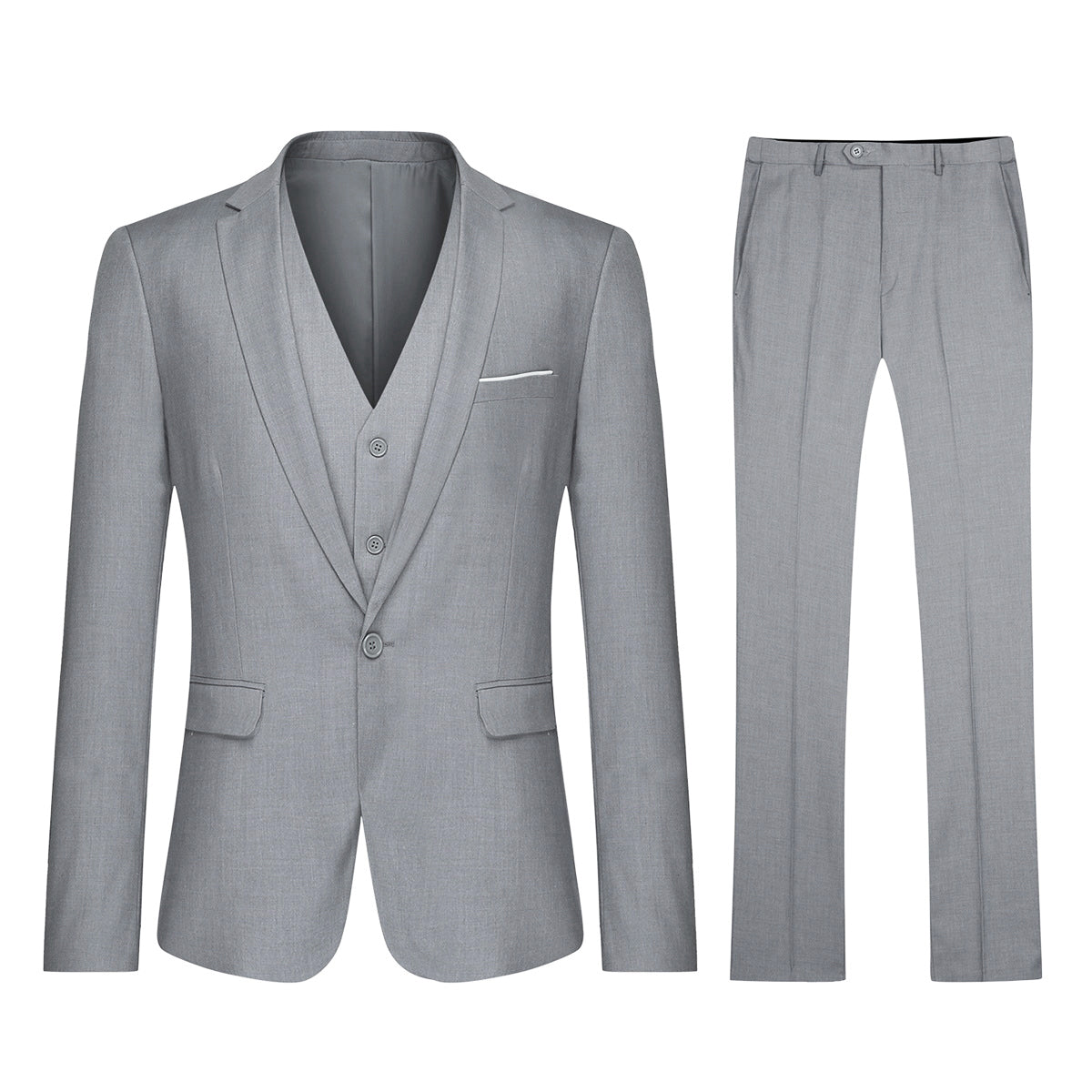 Cloudstyle Mens 3-Piece Suit Notched Lapel One Button Slim Fit Formal Jacket Vest Pants Set