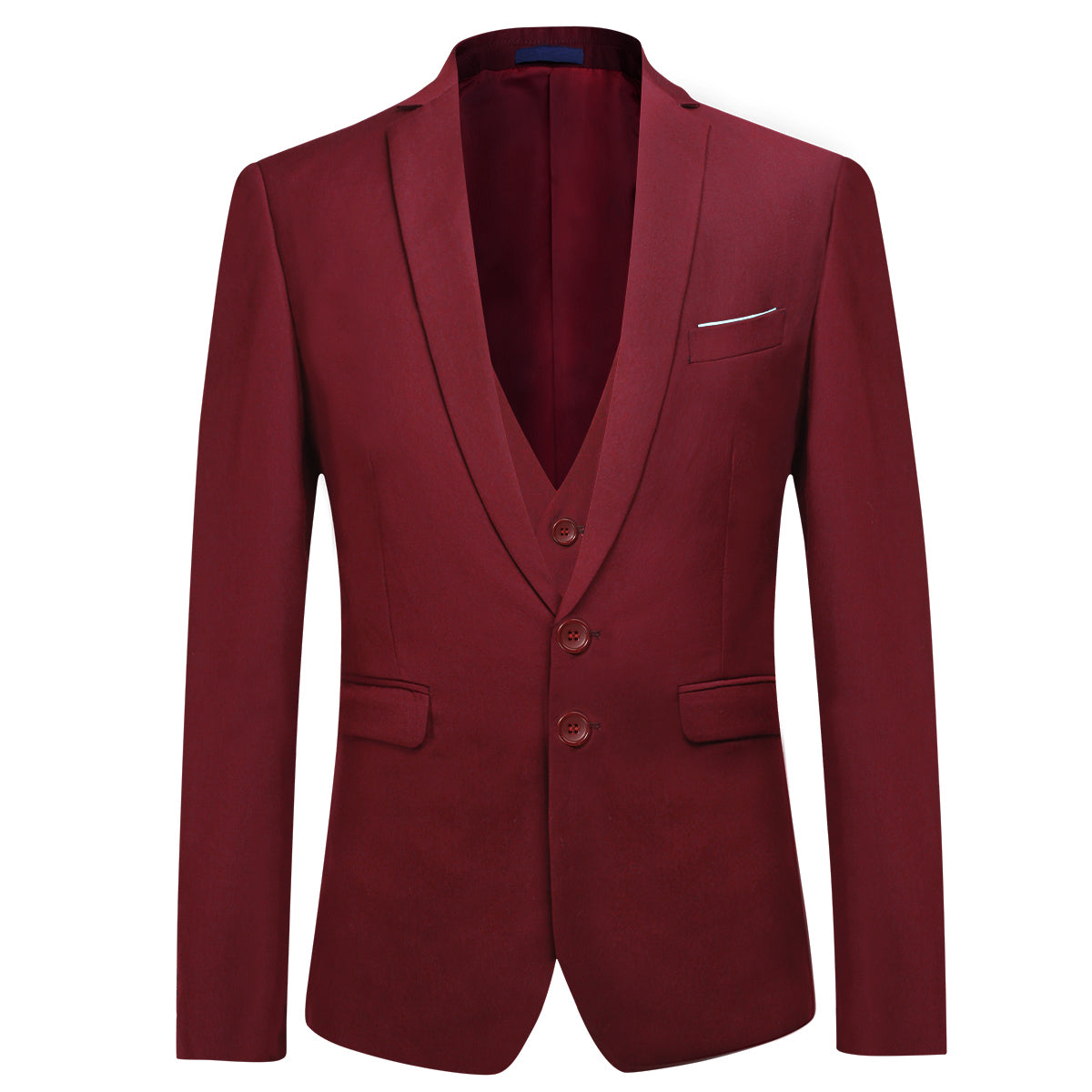 Cloudstyle Men's 3-Piece 2 Buttons Slim Fit Solid Color Jacket Smart Wedding Formal Suit