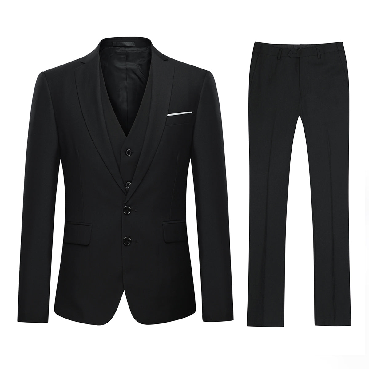 Cloudstyle Men's 3-Piece 2 Buttons Slim Fit Solid Color Jacket Smart Wedding Formal Suit