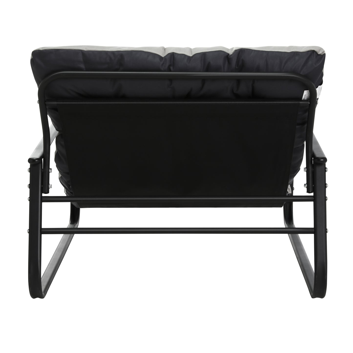 Weerbestendige fauteuil voor buiten - Stalen frame met gewatteerde zitting - Waterdichte, uv-bestendige en vlekbestendige lederen stof - Zwart