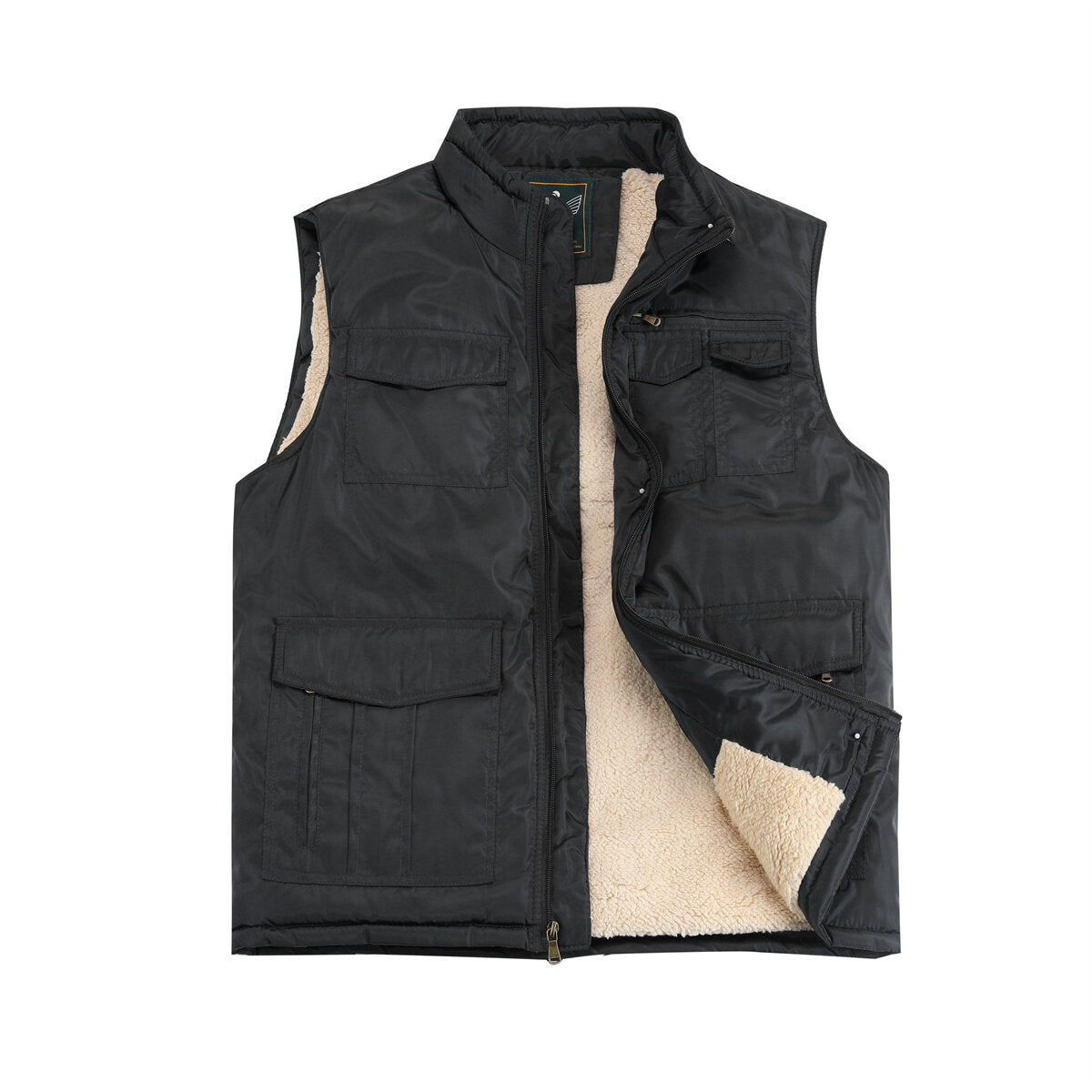 YFFUSHI Mens Fleece Vest Casual Loose Multi Pocket Padded Vest