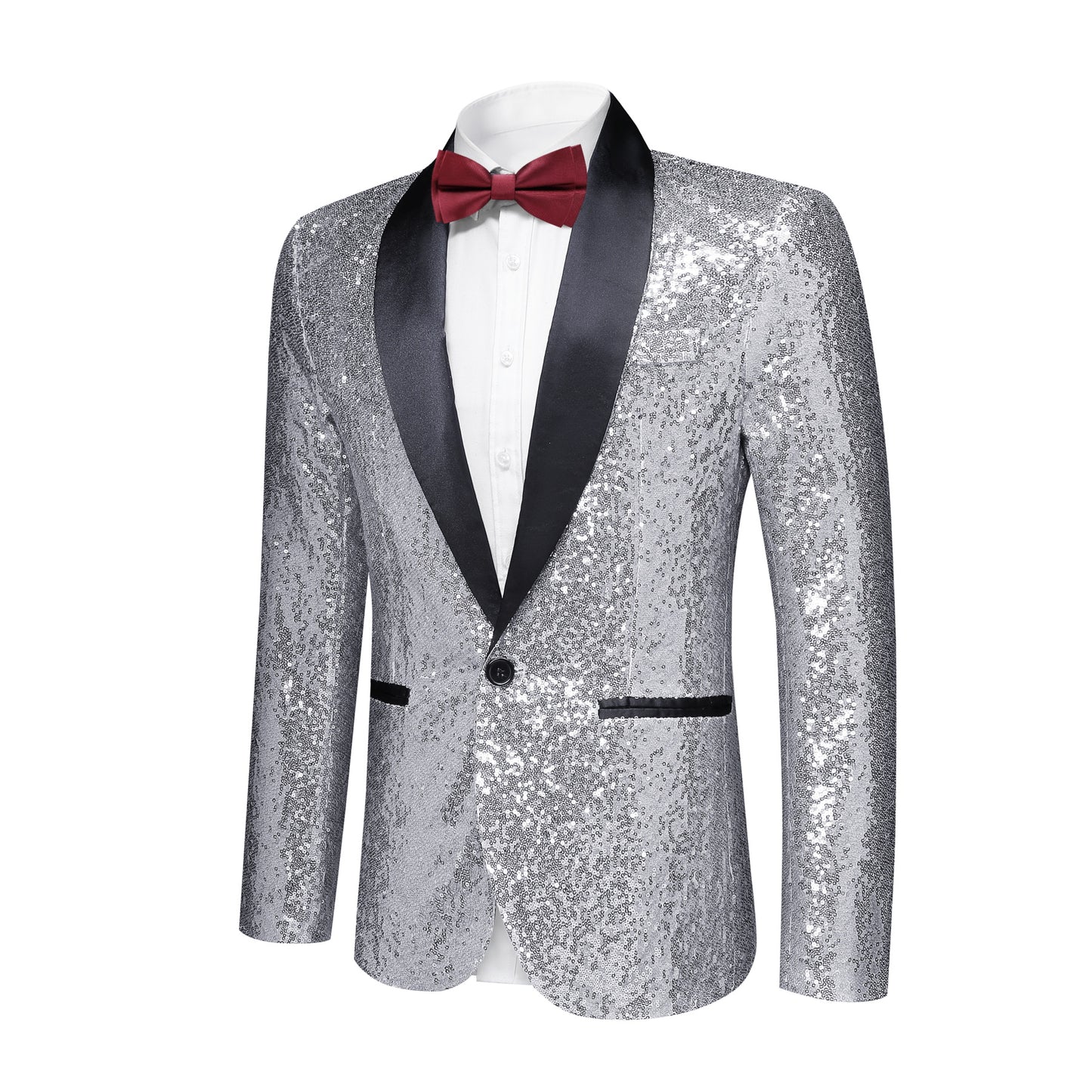 YOUTHUP Mens Shiny Sequin Wedding Suit Blazer