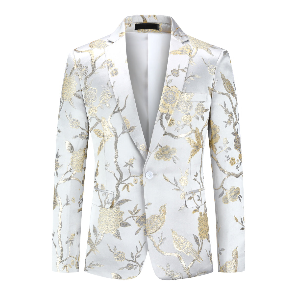 Cloudstyle Men's Embroidery Tux Dress Suit Jacket Formal Print Prom Blazer Dinner Sport Black Coat
