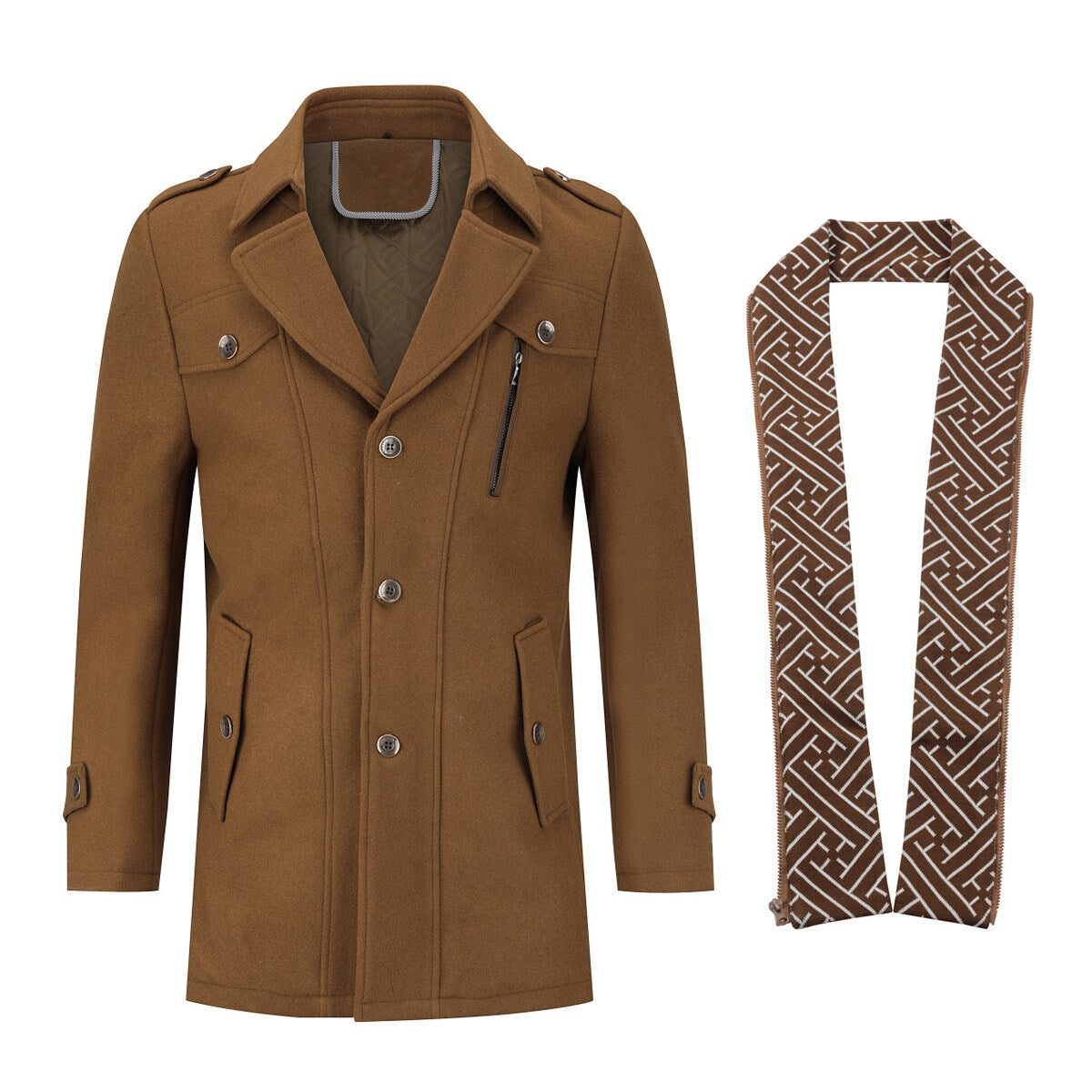 YFFUSHI Mens Thermal Wool Coat Casual Outing Lapel Jacket