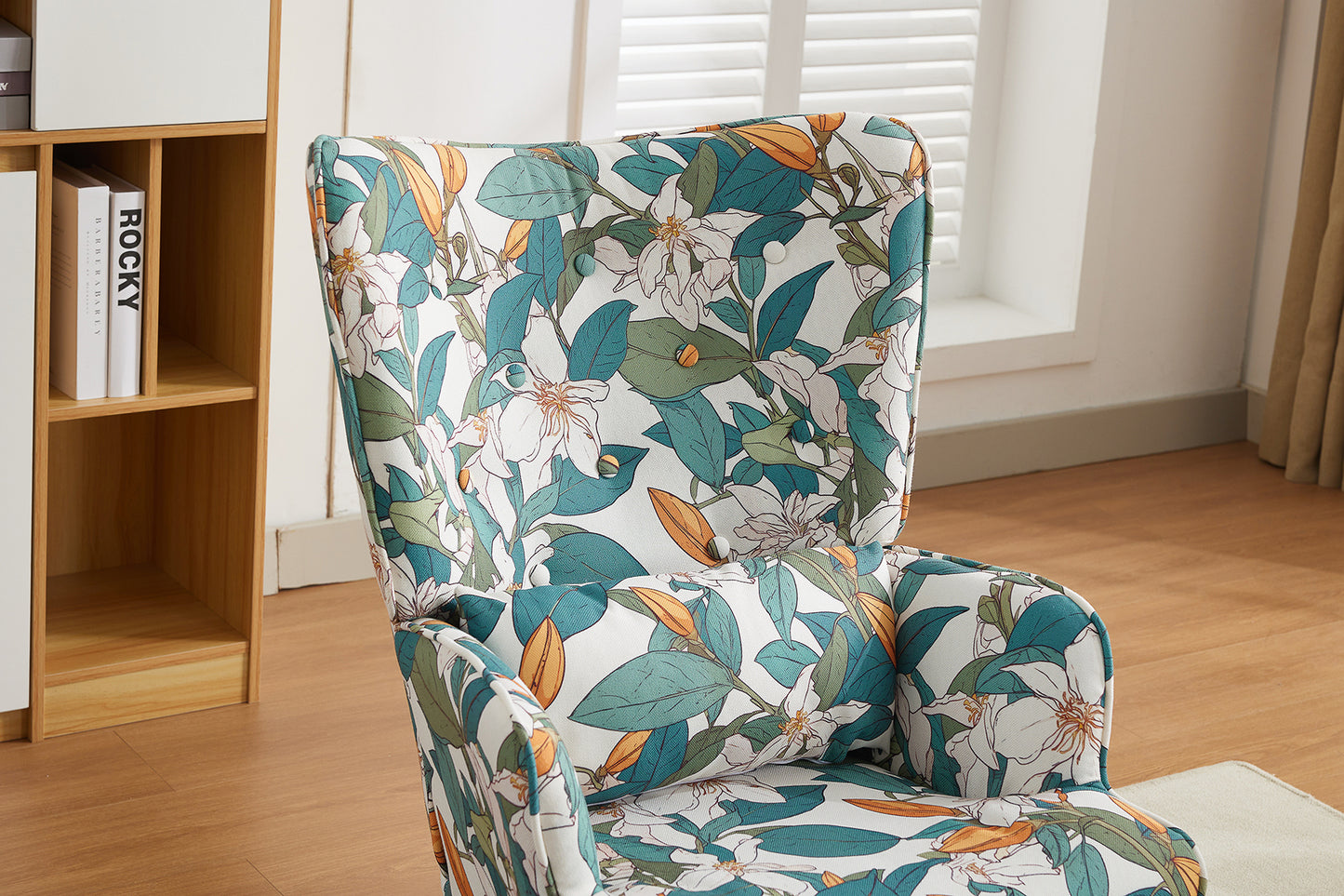 Fauteuil HomeMiYN avec Coussin et Tabouret - Chaise d'Angle Rustique pour le Salon