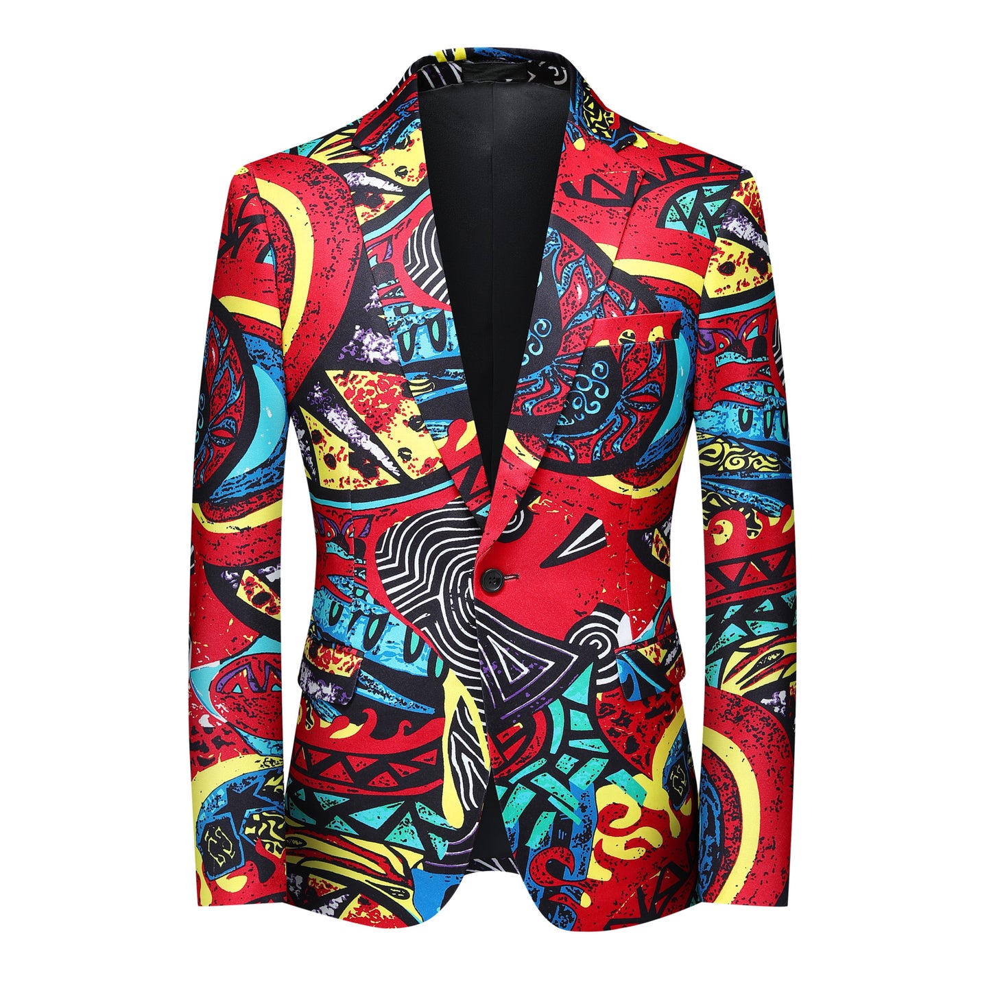 Cloudstyle Mens 2 Piece Print Suit Floral Party Dress Jacket Slim 2 Button Blazer Pants