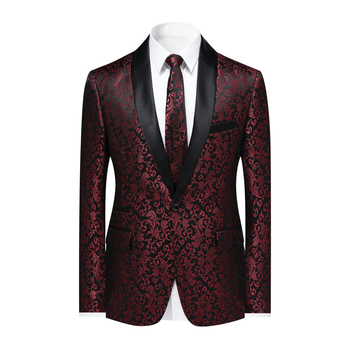 Cloudstyle Mens Floral Jacquard Dress Suit Jacket one Button Print Tux Blazer Sport Coat
