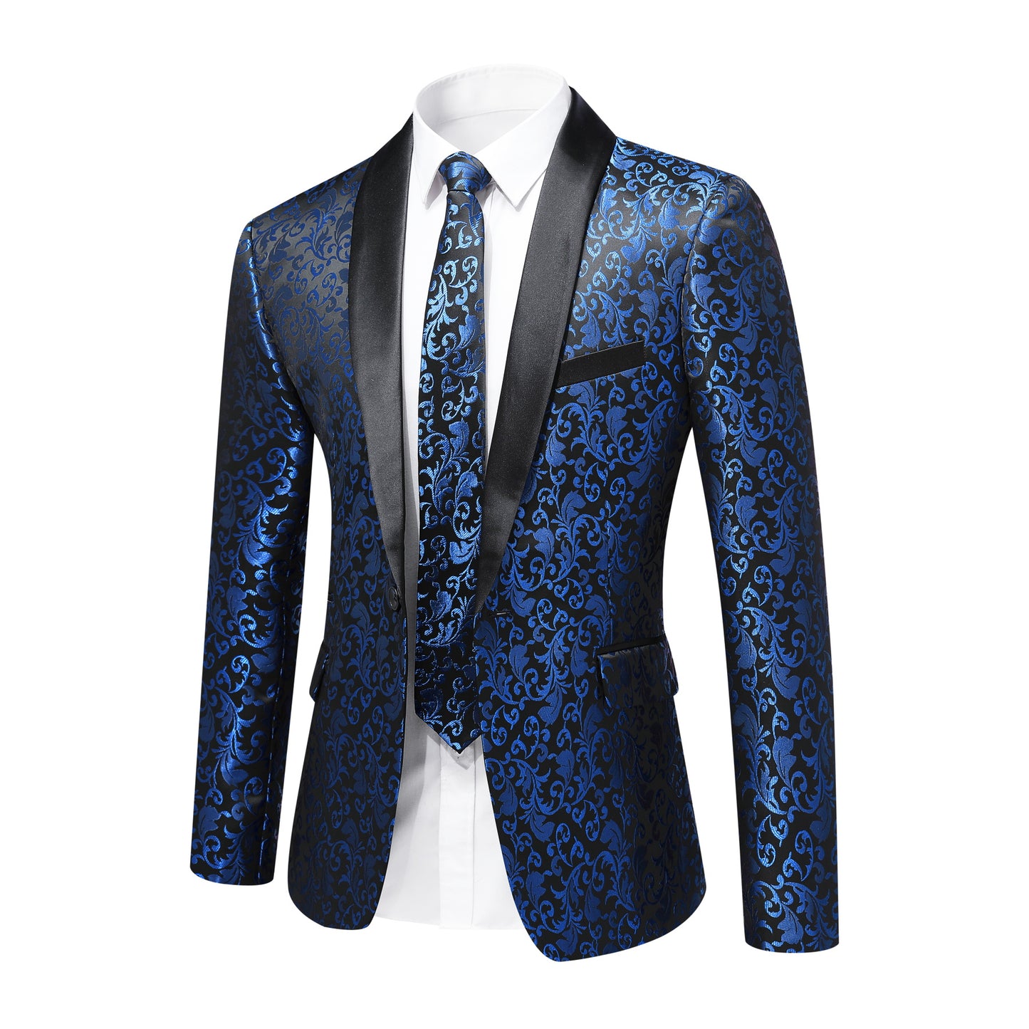 Cloudstyle Mens Floral Jacquard Dress Suit Jacket one Button Print Tux Blazer Sport Coat