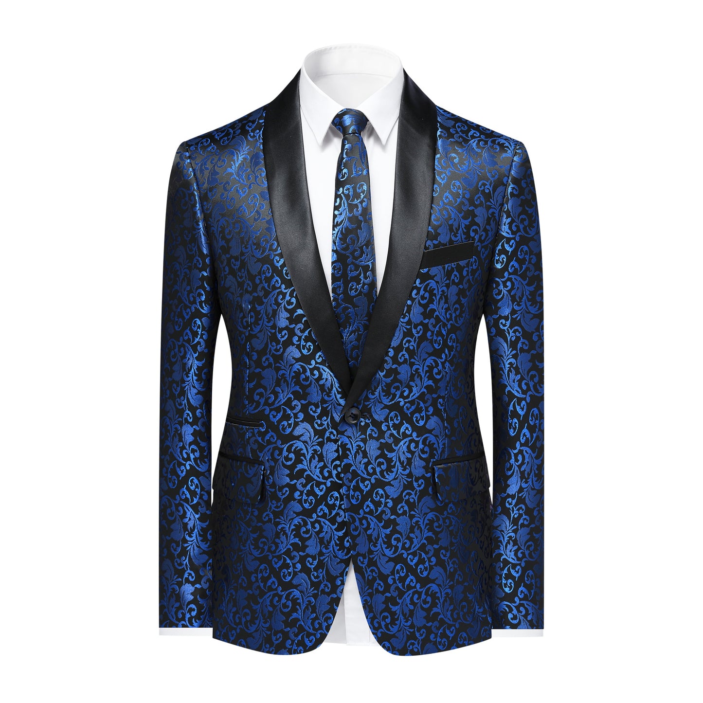 Cloudstyle Mens Floral Jacquard Dress Suit Jacket one Button Print Tux Blazer Sport Coat