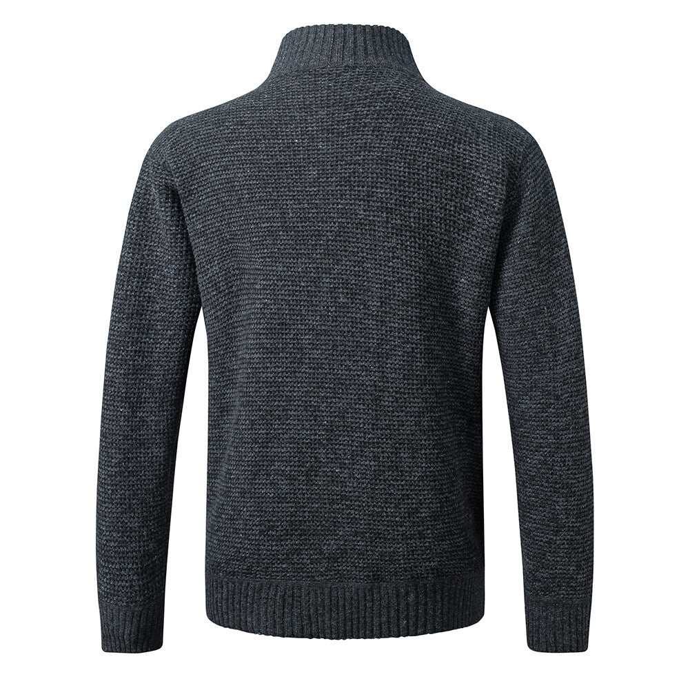 YOUTHUP Mens Stand Collar Pullover Sweater Slim Fit Knit Jacket