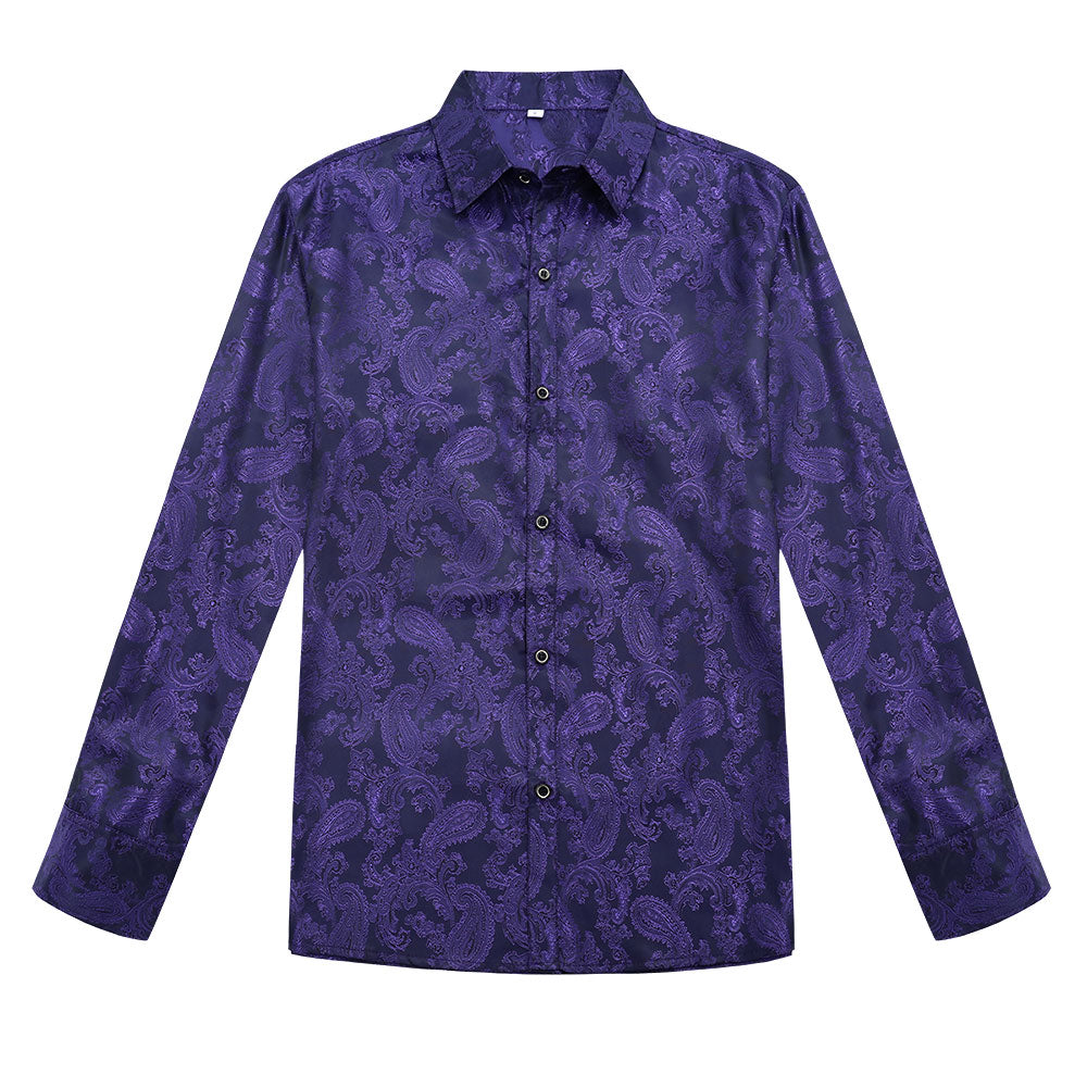 Cloudstyle Mens Paisley Shirt Long Sleeve Dress Shirt Button Down Casual Slim Fit