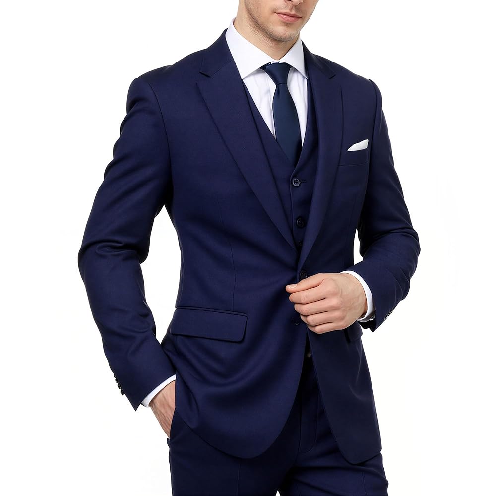 Cloudstyle Mens 3-Piece Suit Notched Lapel One Button Slim Fit Formal Jacket Vest Pants Set