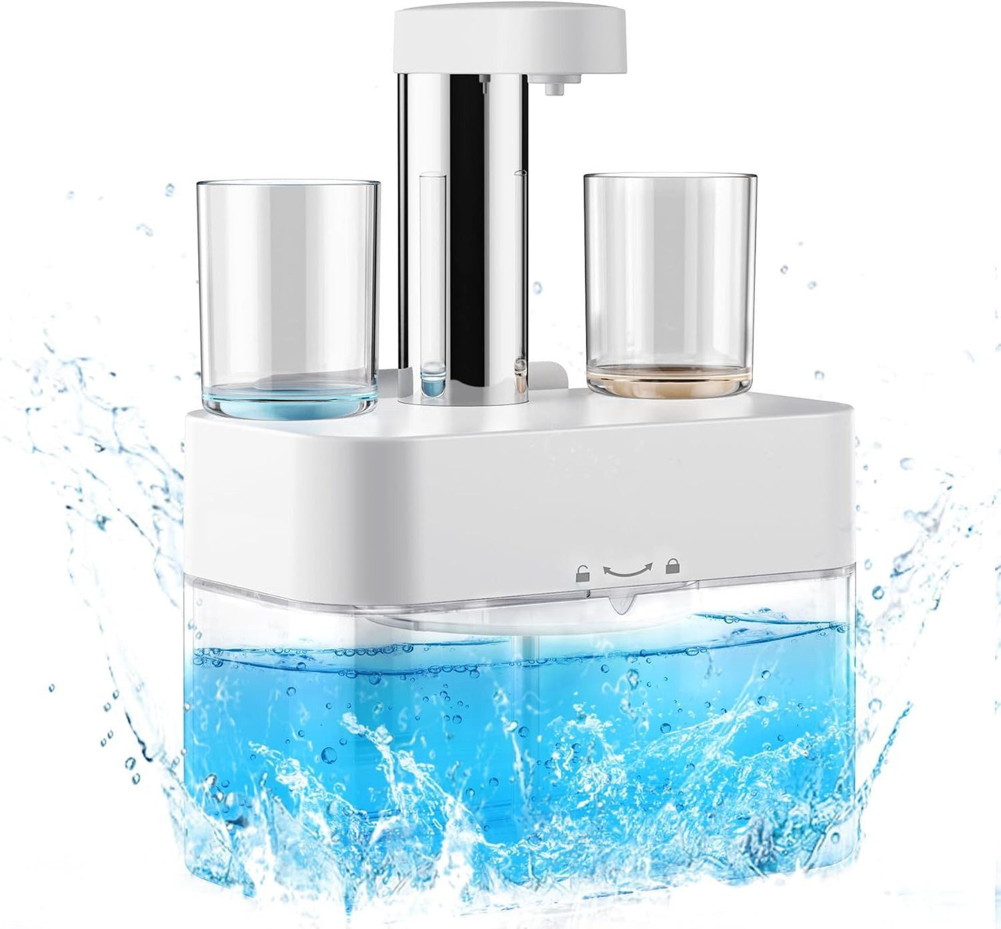 Distributeur de bain de bouche pour irrigateur buccal, avec 2 tasses magnétiques, étanche, mural