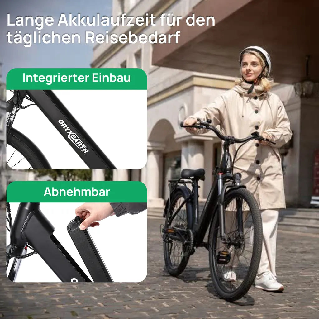Bicicleta Elétrica Oryxearth 250W-SHIMANO7V (rodas de 27,5 cm - Preto mate)