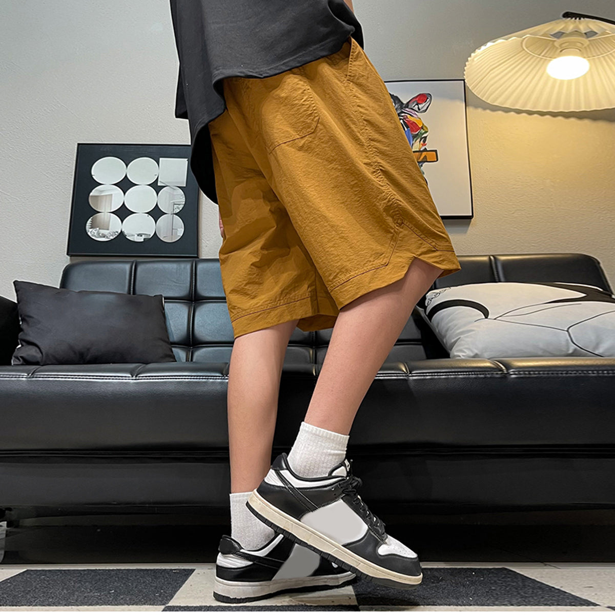 Mens Drawstring Straight Sportsman Shorts Cropped Pants