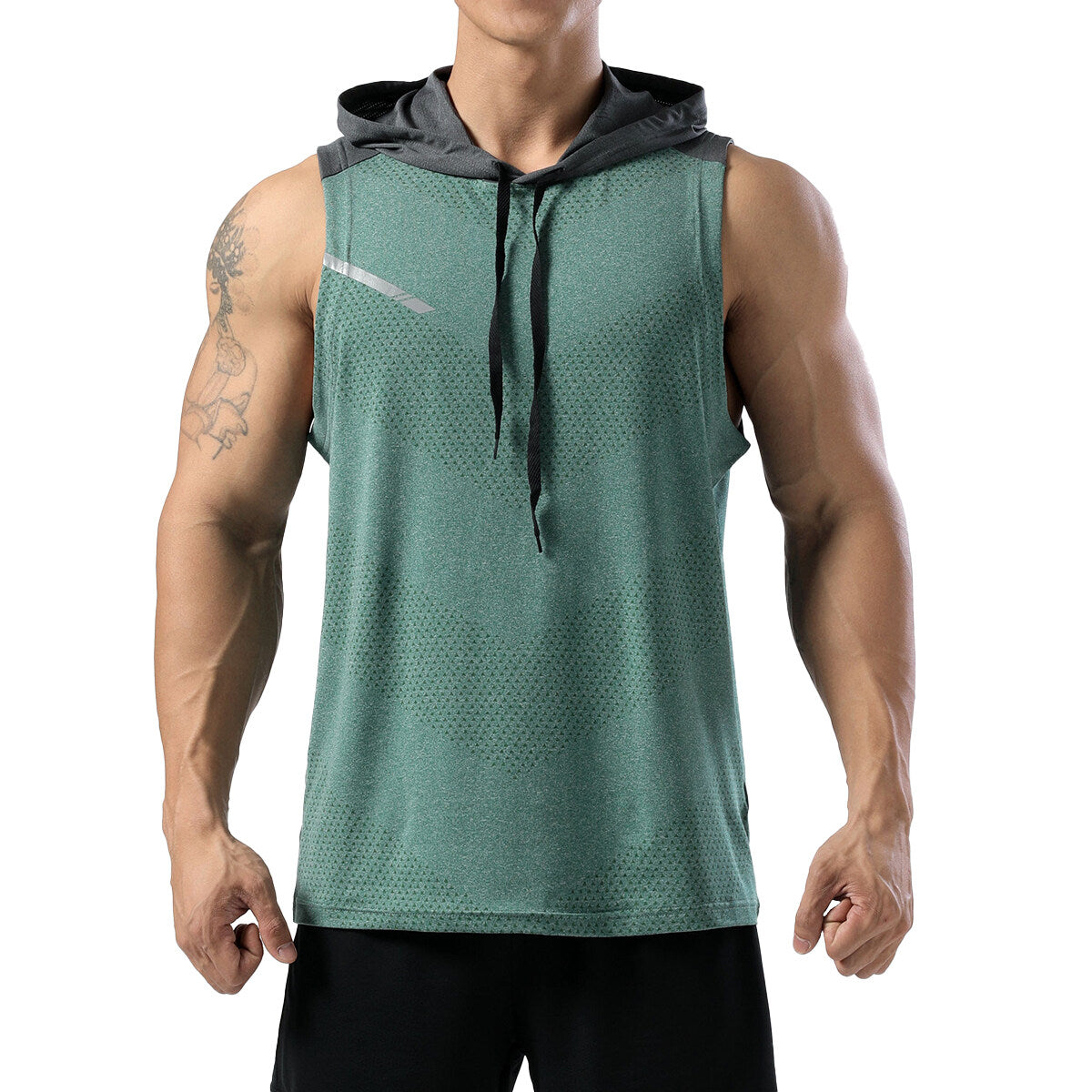 YFFUSHI Mens Workout Tank Tops Sleeveless Running Shirts with Hoodie