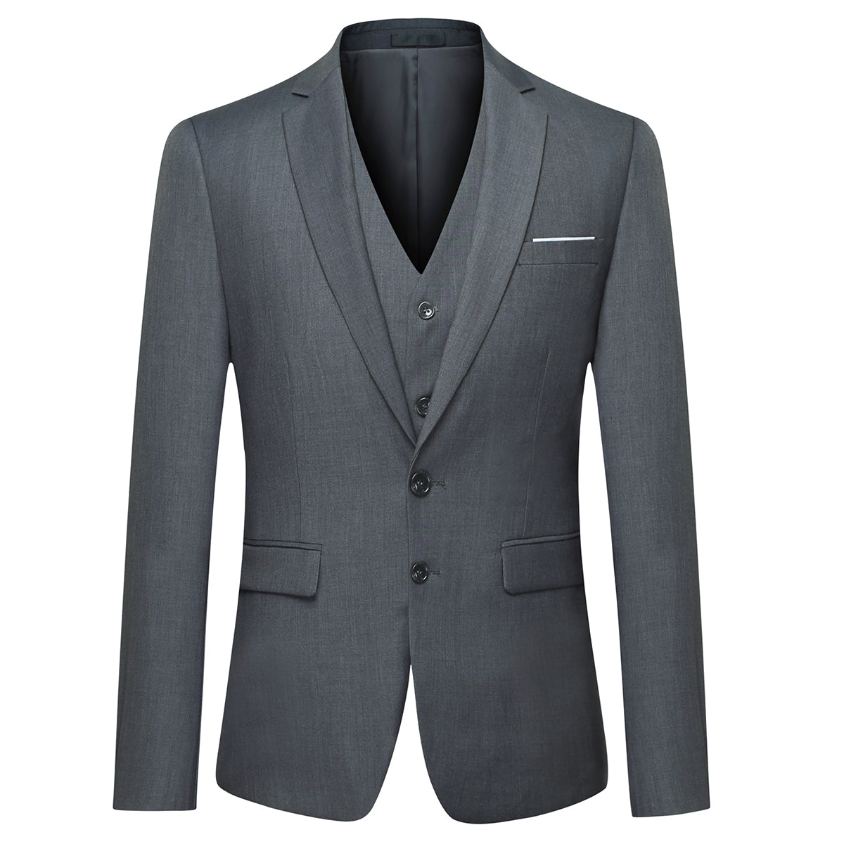 Cloudstyle Men's 3-Piece 2 Buttons Slim Fit Solid Color Jacket Smart Wedding Formal Suit