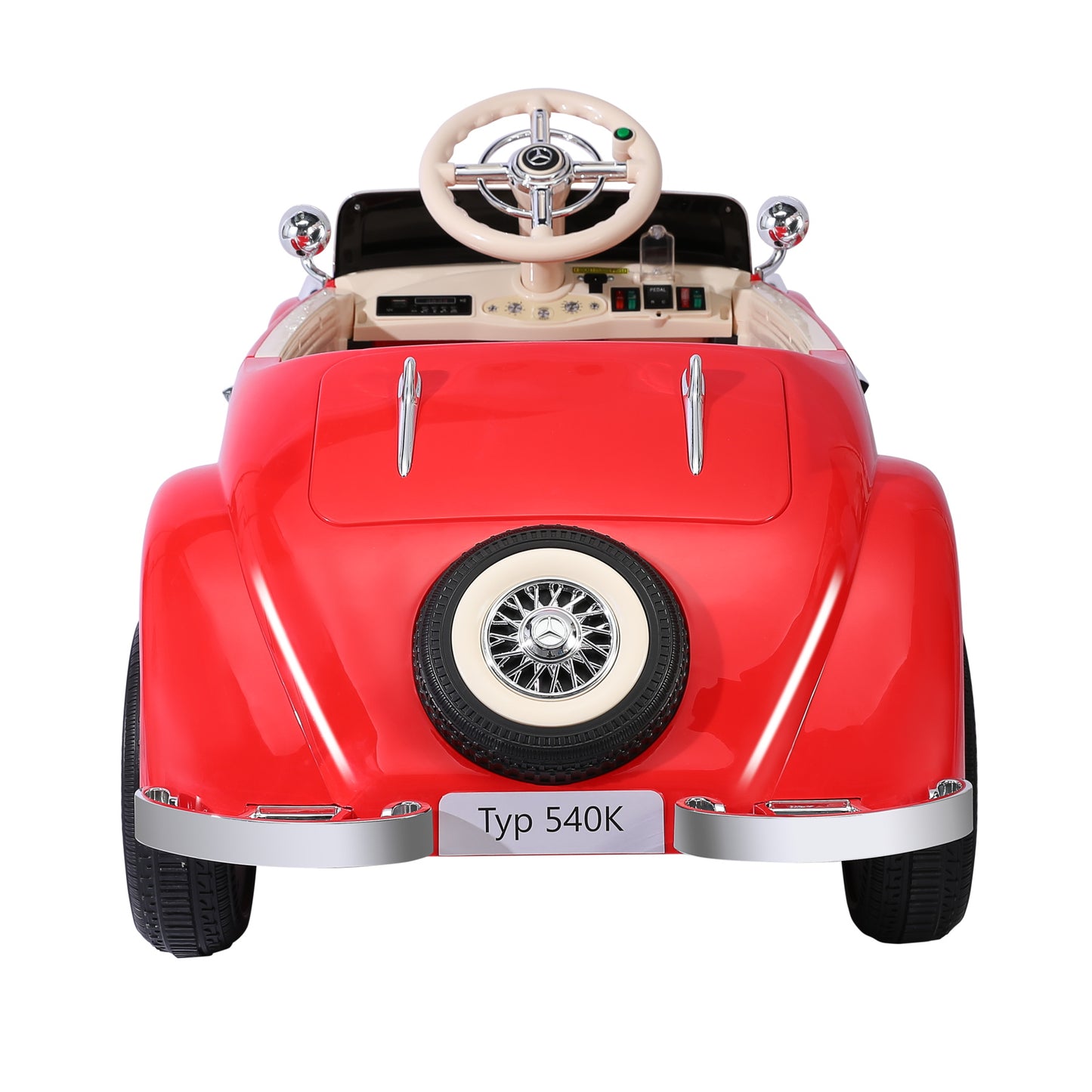Carro elétrico retro para crianças - ORYXEARTH - Vermelho - Bateria 12V - Velocidade 3-6 km/h