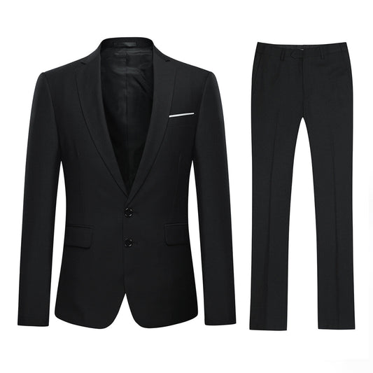YFFUSHI Mens Classic 2 Piece 2 Button Solid Color Slim Business Suit Set
