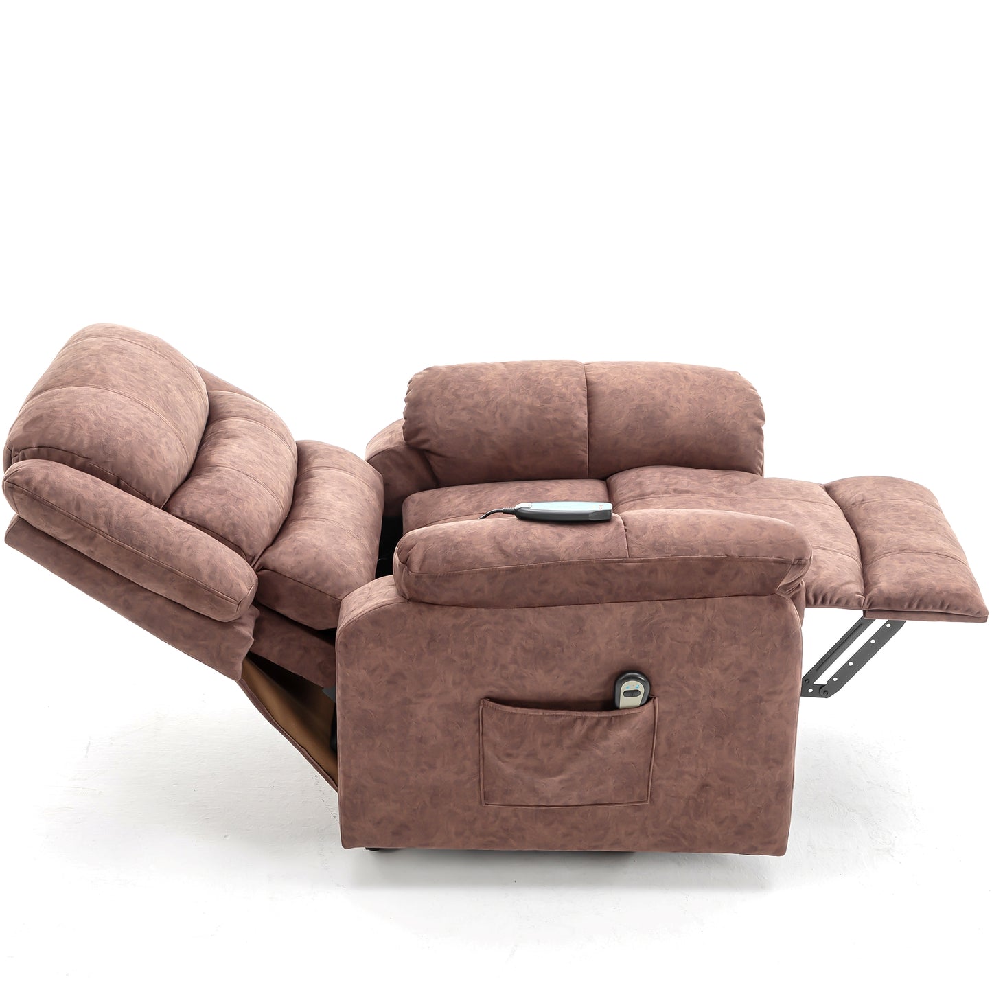 Fauteuil releveur électrique en cuir PU Best Choice Products, fauteuil de massage inclinable, meuble réglable pour le dos, pieds avec 3 positions, port USB, chauffage, porte-gobelets, bouton latéral facile d'accès
