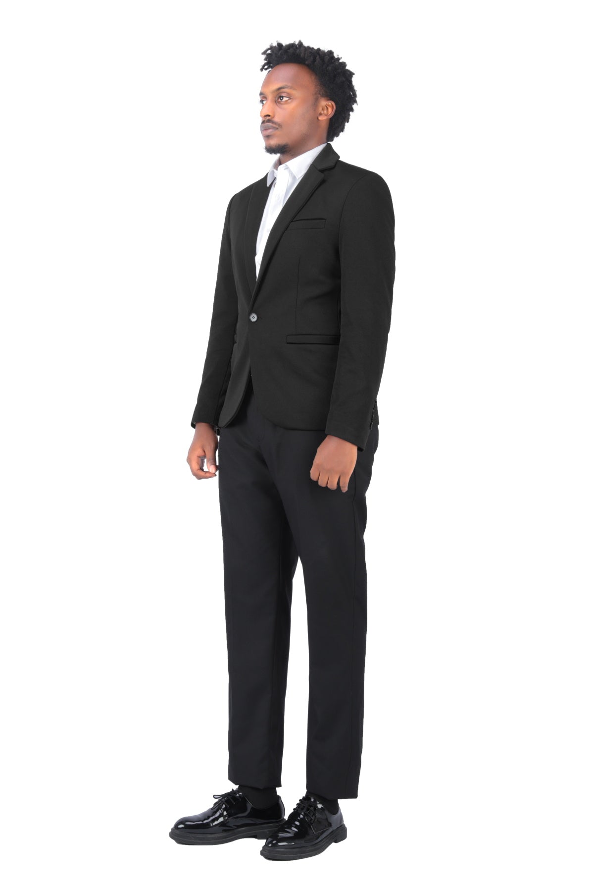 Cloudstyle Men's Suit Jacket One Button Slim Fit  Business Daily Black Blazer