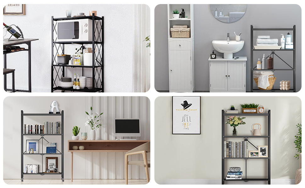 Estante plegable de 3-4 niveles para organizar el hogar, la cocina y la oficina - HomeMiYN