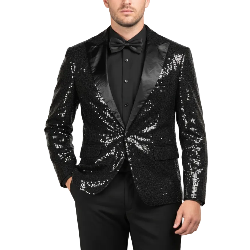 Cloudstyle Mens One Button Sequin Dress Suit Jacket Party Festival Tuxedo Sport Coat