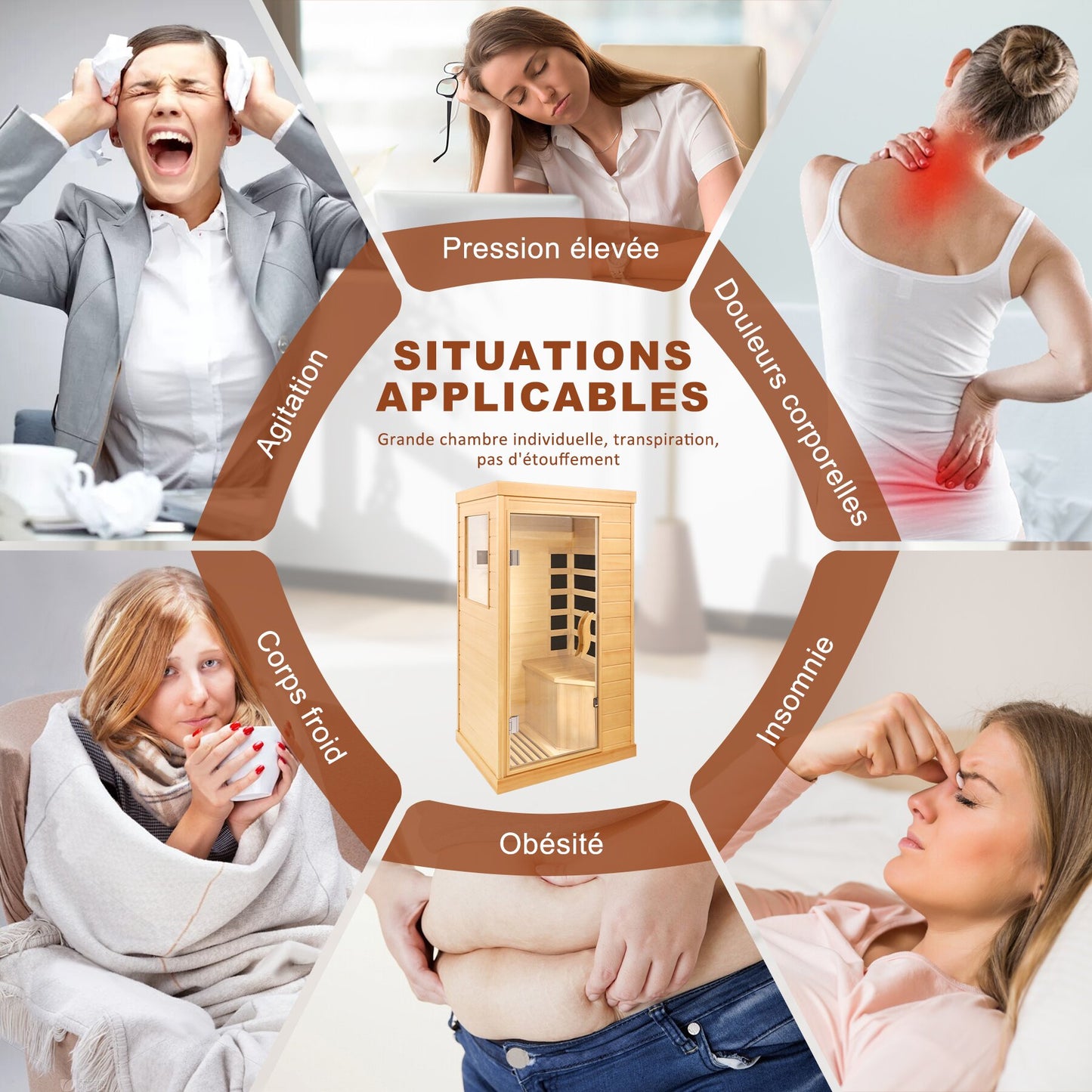 Cabine Sauna Infrarouge 1-2 Personnes – Bois de Pruche Canadien & Thérapie Infrarouge Lointain