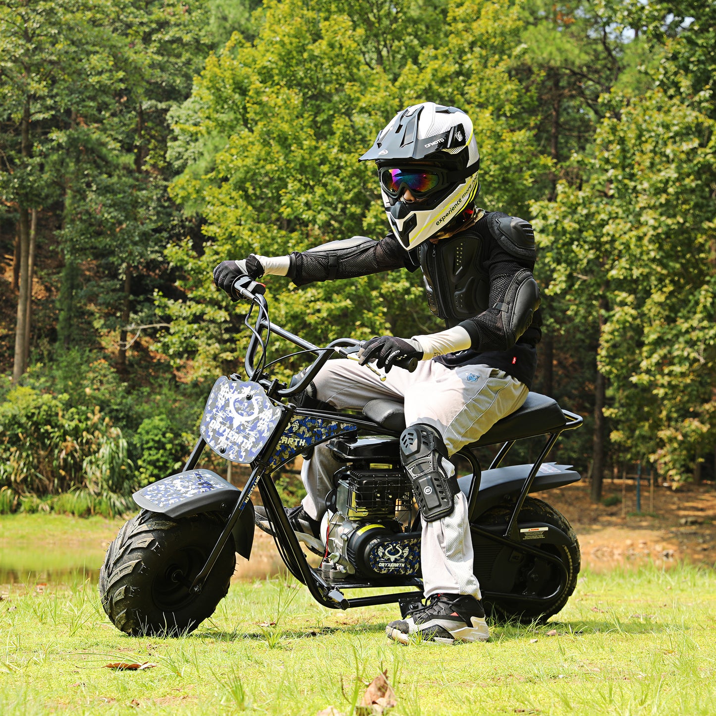 Bicicleta de terra para criança 105CC, 4 tempos, movida a gasolina, mini bicicleta todo-o-terreno para maiores de 13 anos (preta)