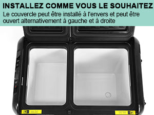 Réfrigérateur de voiture HOMEMiYN 12 V, réfrigérateur de voiture à double zone de 45 litres, congélateur portable (-8 ℉ ~ 68 ℉) avec 12/24 V DC 100/240 V AC, glacière électrique à contrôle APP pour voiture, camping-car, camping, voyage et usage domestique